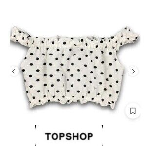 Topshop White with Black Polka Dot Crop Top Size 6‎ Tall